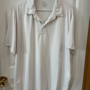 George White Polo Shirt with Subtle Pattern golf classy sophisticated clean XL